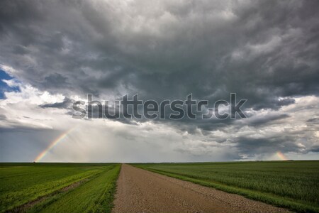 Gewitterwolken Saskatchewan Prärie Szene Kanada Bauernhof Stock foto © pictureguy