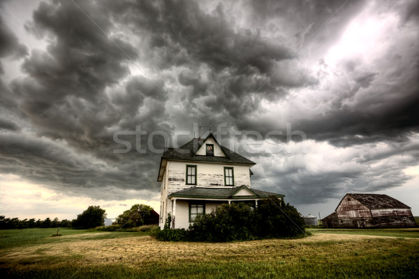 Zdjęcia stock: Burzowe · chmury · saskatchewan · starych · gospodarstwa · niebo · charakter