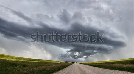 Foto stock: Nubes · de · tormenta · saskatchewan · pradera · escena · Canadá · granja