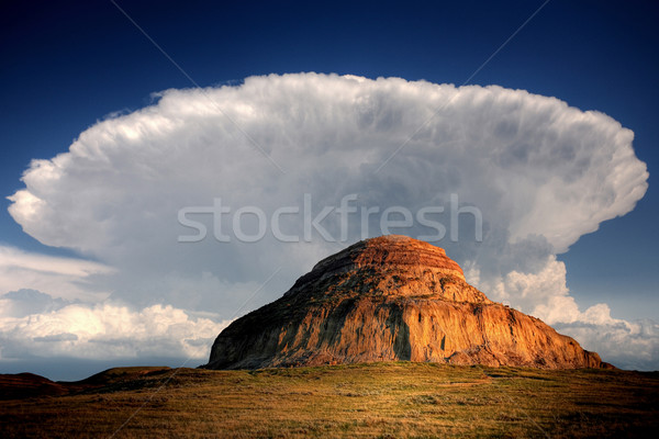 Stockfoto: Kasteel · groot · modderig · vallei · saskatchewan · hemel