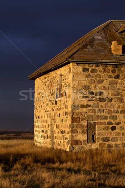 Stock fotó: öreg · elhagyatott · kő · ház · Saskatchewan · Kanada