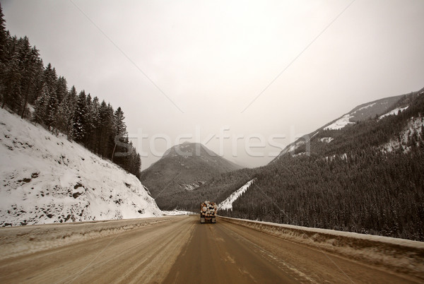 Stok fotoğraf: Dağlar · kış · yol · manzara · seyahat · karayolu