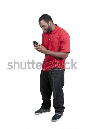 Człowiek czarny komórka telefonu Zdjęcia stock © piedmontphoto