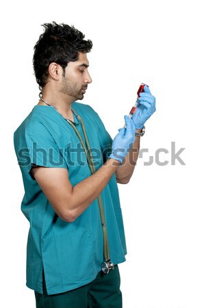 Erkek kardiyolog kırmızı kalp hastane Stok fotoğraf © piedmontphoto