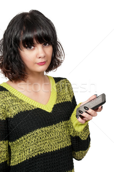 女子 破獲 電話 屏幕 佳人 破 商業照片 © piedmontphoto