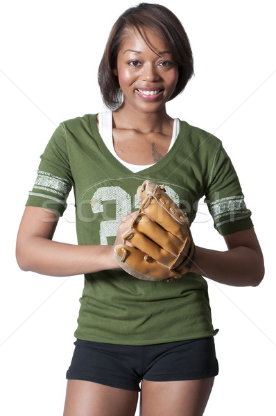 Giocatore di baseball nero african american donna giocare baseball Foto d'archivio © piedmontphoto