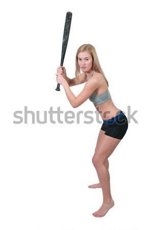 Femme joueur de baseball belle femme batte de baseball fille sport [[stock_photo]] © piedmontphoto