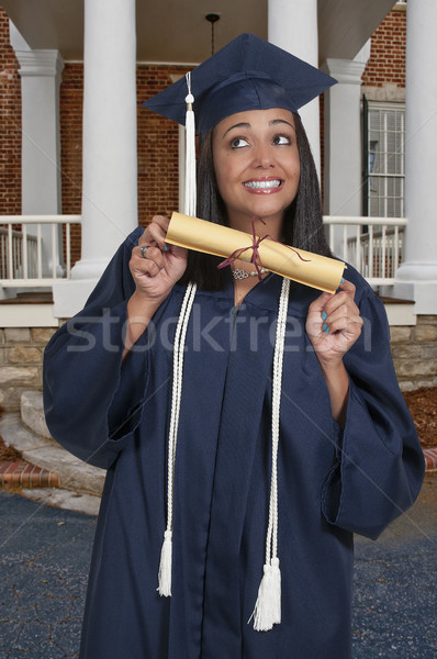 Pós-graduação jovem preto africano americano mulher graduação Foto stock © piedmontphoto