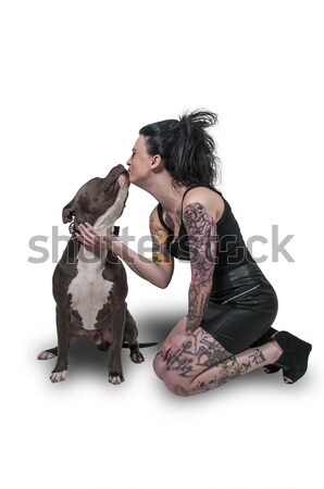 Beautiful Woman and Pit Bull Stock photo © piedmontphoto