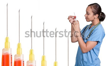 Kobiet lekarza strzykawki młodych piękna asian Zdjęcia stock © piedmontphoto