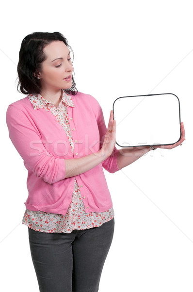 Woman Holding a Blank Sign Stock photo © piedmontphoto