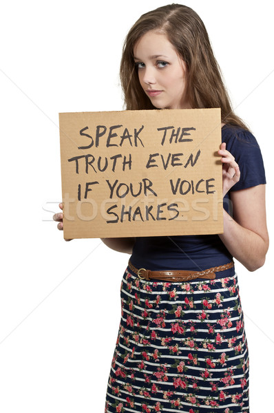 Woman Holding a Sign Stock photo © piedmontphoto