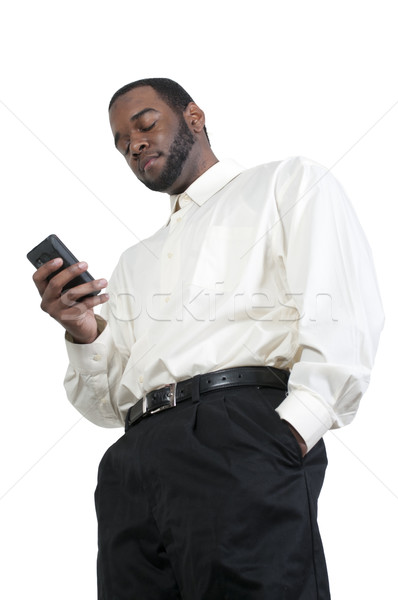 Hombre de negocios negro teléfono celular teléfono Foto stock © piedmontphoto