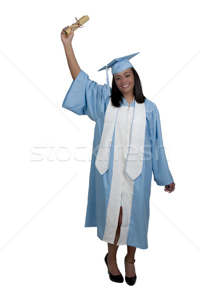 Foto stock: Pós-graduação · jovem · preto · africano · americano · mulher · graduação