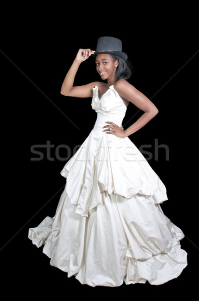 Afroamerikai nő esküvői ruha fekete afroamerikai nő menyasszony Stock fotó © piedmontphoto