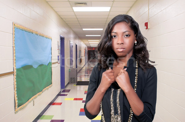 Diák tanár afroamerikai nő tinédzser általános iskola Stock fotó © piedmontphoto