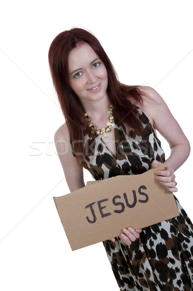 Woman Holding Jesus Sign Stock photo © piedmontphoto