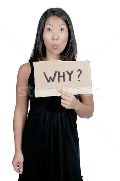 Woman Holding a Why Sign Stock photo © piedmontphoto