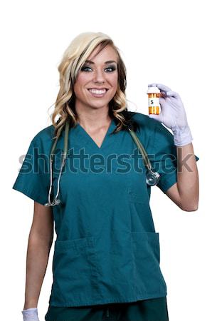Arzt schönen jungen weiblichen halten Verschreibung Stock foto © piedmontphoto