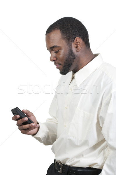 Hombre de negocios negro teléfono celular teléfono Foto stock © piedmontphoto