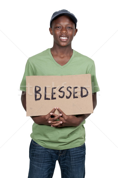 Man Holding Sign that says Blessed Stock photo © piedmontphoto