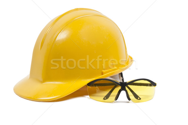 Stock foto: Schutzbrille · Schutzhelm · persönlichen · Arbeitnehmer · industriellen · Kopf