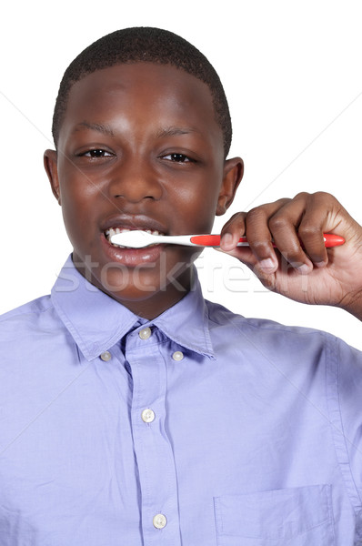 Teenage Boy Brushing Teeth Stock photo © piedmontphoto