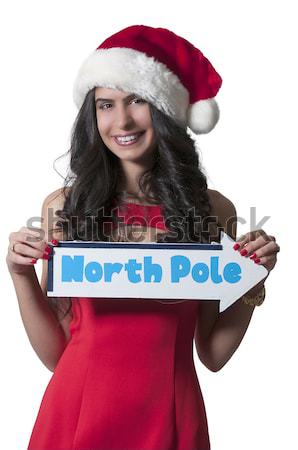 Mooie vrouw elf noordpool teken Stockfoto © piedmontphoto