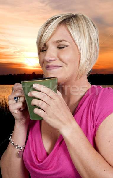 Woman Drinking Coffee Stock photo © piedmontphoto