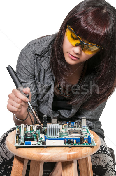 女性 はんだ付け 美人 修復 作業 ストックフォト © piedmontphoto