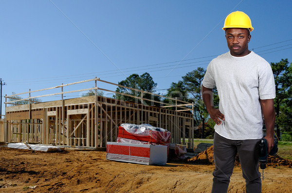 Construction Worker with Drill Stock photo © piedmontphoto