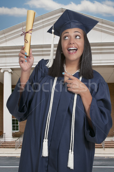 Pós-graduação jovem preto africano americano mulher graduação Foto stock © piedmontphoto