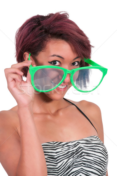 Nő hülye szemüveg gyönyörű nő visel pár Stock fotó © piedmontphoto