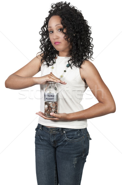 Kobieta konto piękna kobieta monet Zdjęcia stock © piedmontphoto