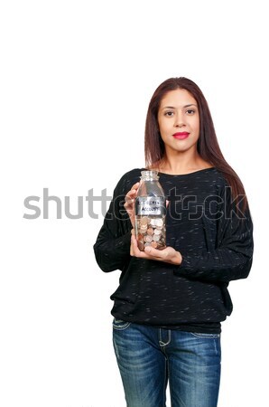 Vrouw pensioen rekening mooie latino Stockfoto © piedmontphoto