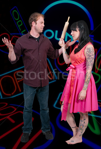 Femme homme rouleau à pâtisserie belle jeune femme [[stock_photo]] © piedmontphoto