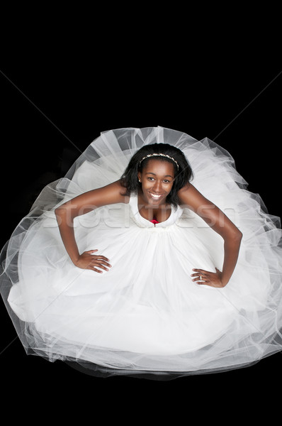 Zwarte vrouw trouwjurk zwarte afrikaanse vrouw bruid Stockfoto © piedmontphoto
