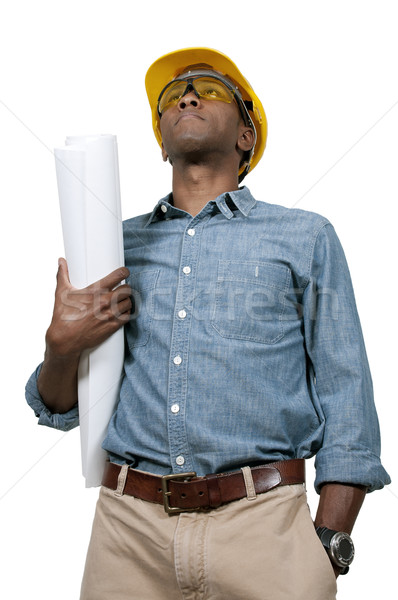 Construction Worker with Blueprints Stock photo © piedmontphoto