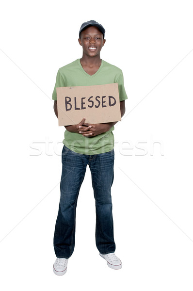 Stock photo: Man Holding Sign that says Blessed