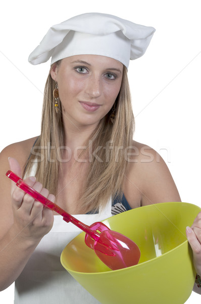 женщину Салат красивая женщина повар салатницу Сток-фото © piedmontphoto