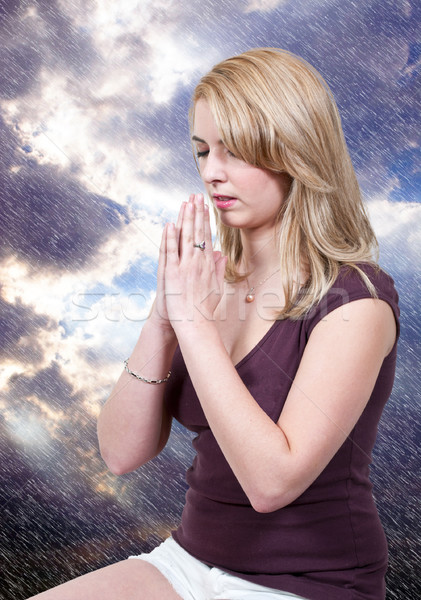 Stock fotó: Nő · imádkozik · gyönyörű · keresztény · mély · ima