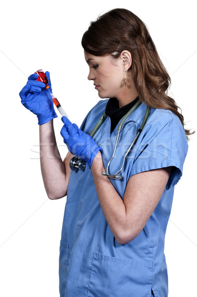 Kadın doktor şırınga genç güzel bir kadın tıbbi Stok fotoğraf © piedmontphoto