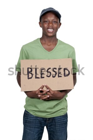 Man Holding Sign that says Blessed Stock photo © piedmontphoto