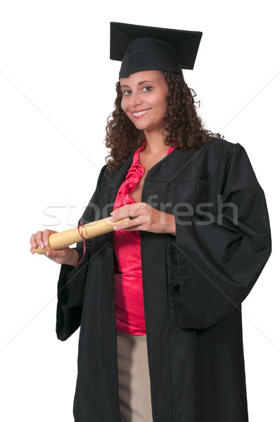 Afgestudeerde mooie jonge vrouw afstuderen vrouw school Stockfoto © piedmontphoto