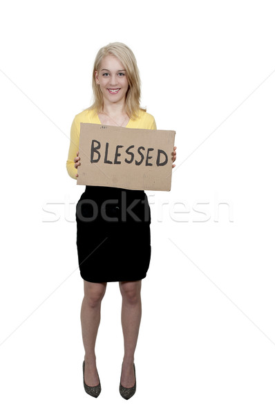 Woman Holding Sign that says Blessed Stock photo © piedmontphoto