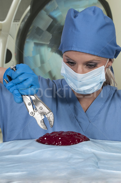 Nő agy sebész gyönyörű nő előad műtét Stock fotó © piedmontphoto
