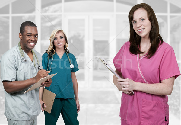 Orvosi diákok szakemberek áll iroda kórház Stock fotó © piedmontphoto