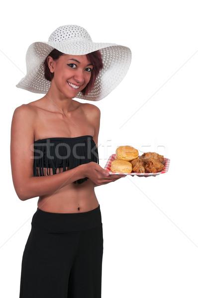 Kobieta kurczaka herbatniki piękna młoda kobieta Zdjęcia stock © piedmontphoto