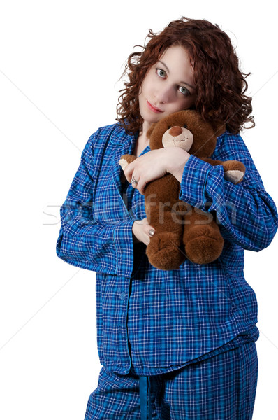 Woman Hugging Teddy Bear Stock photo © piedmontphoto