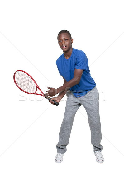 Stock photo: Black Teenager Playing Tennis